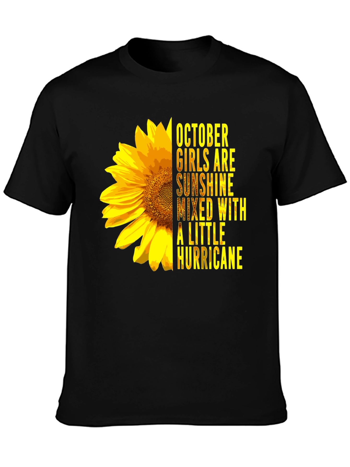 October Girl Sunflower Graphic Tee - Black