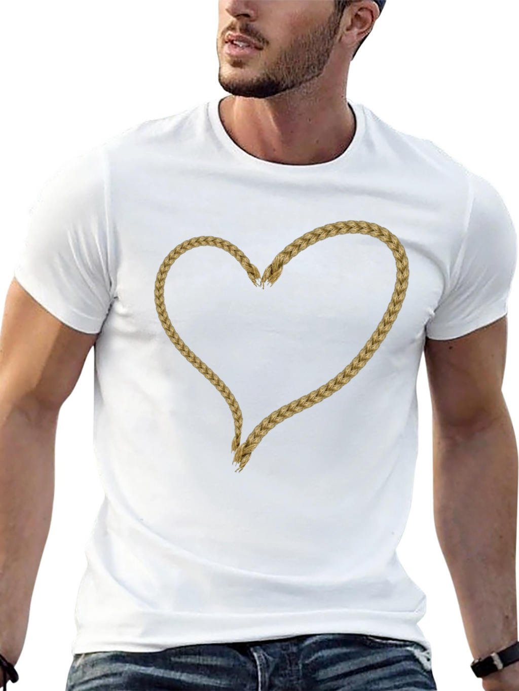 Braided Heart Graphic Tee - Soft Cotton Casual Wear