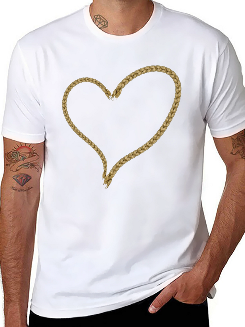 Braided Heart Graphic Tee - Soft Cotton Casual Wear