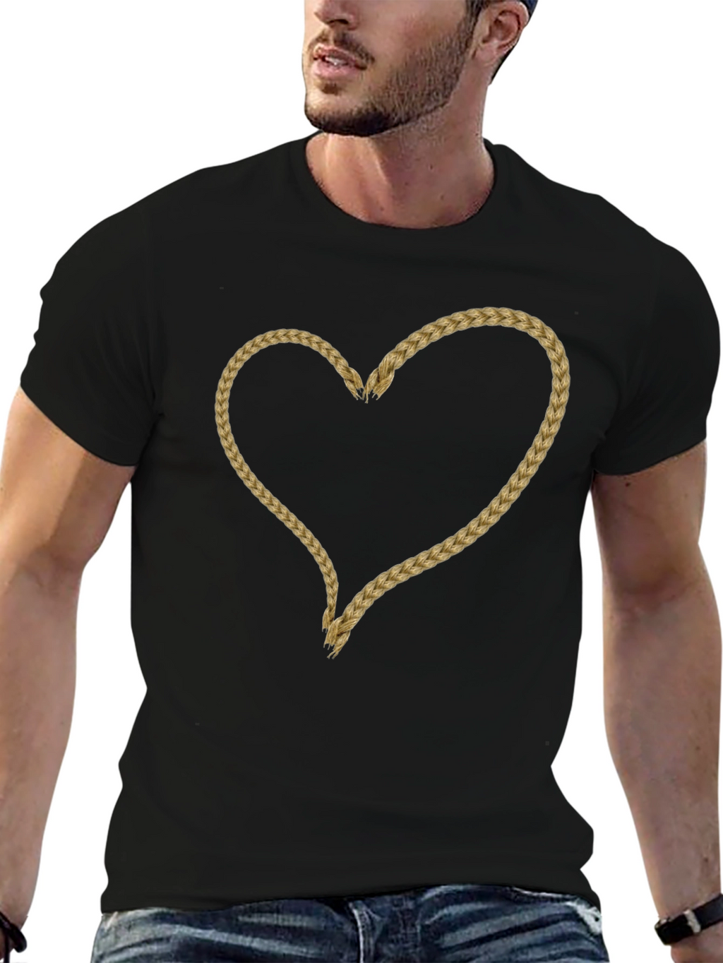 Braided Heart Graphic Tee - Soft Cotton Casual Wear