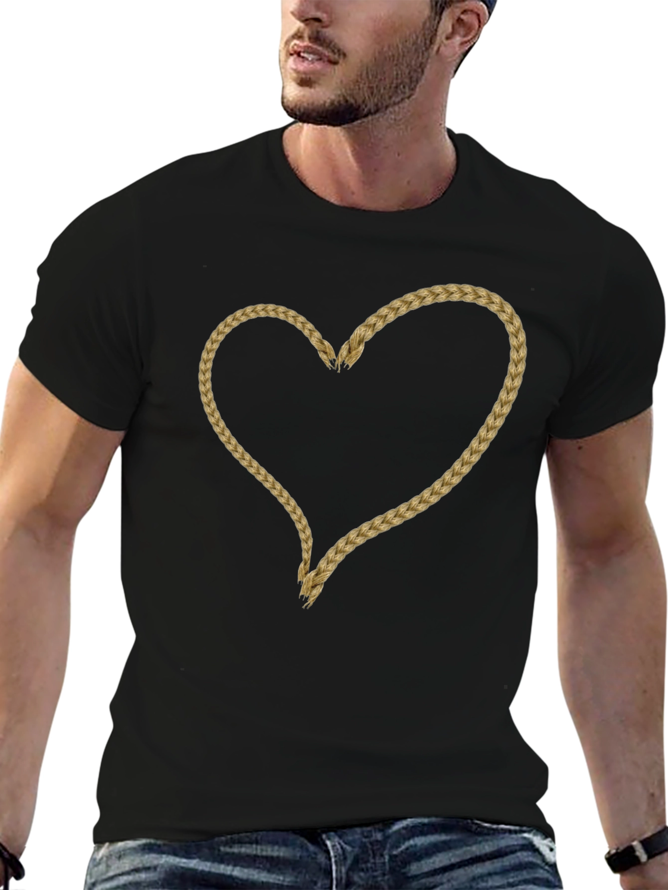 Braided Heart Graphic Tee - Soft Cotton Casual Wear
