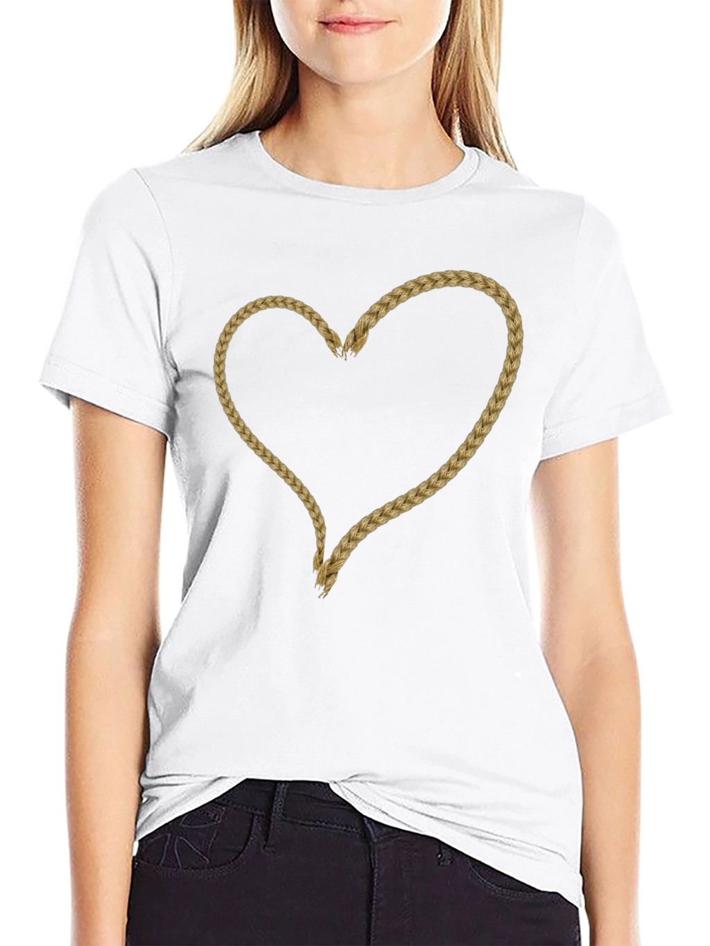 Braided Heart Graphic Tee - Soft Cotton Casual Wear