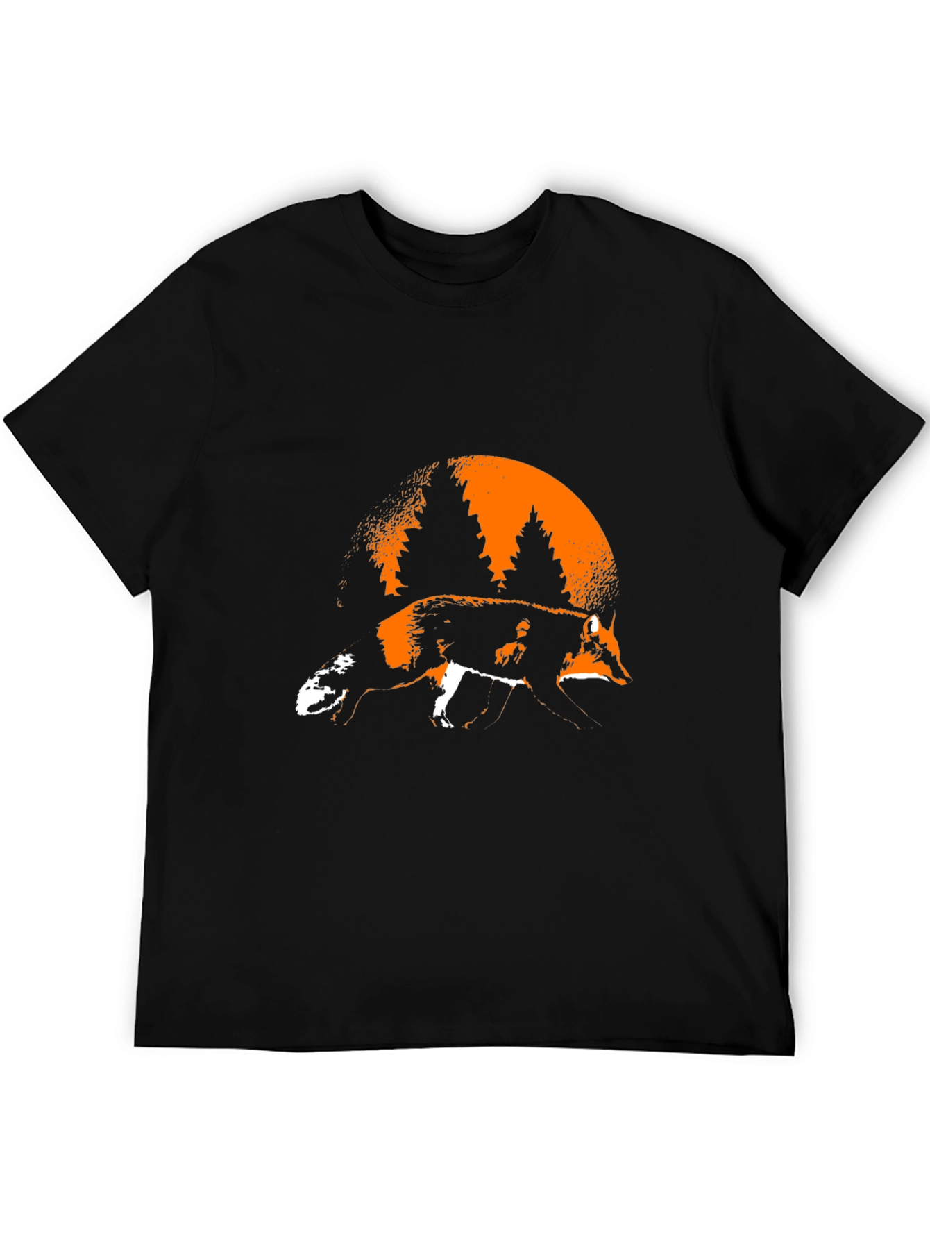 Fox & Forest Graphic Print Black T-Shirt
