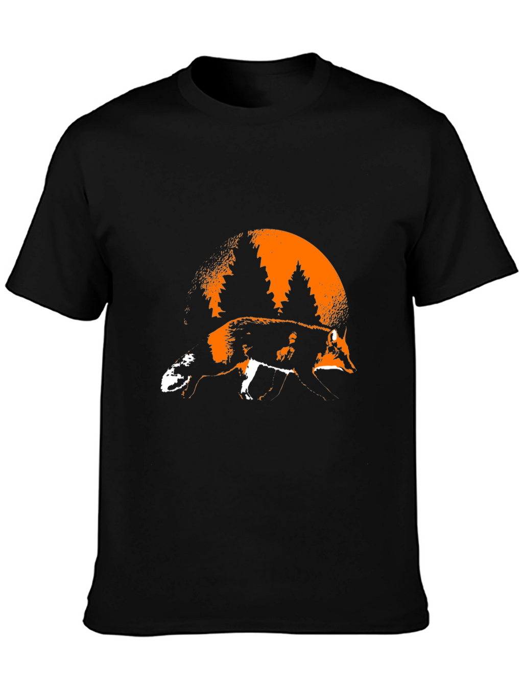 Fox & Forest Graphic Print Black T-Shirt