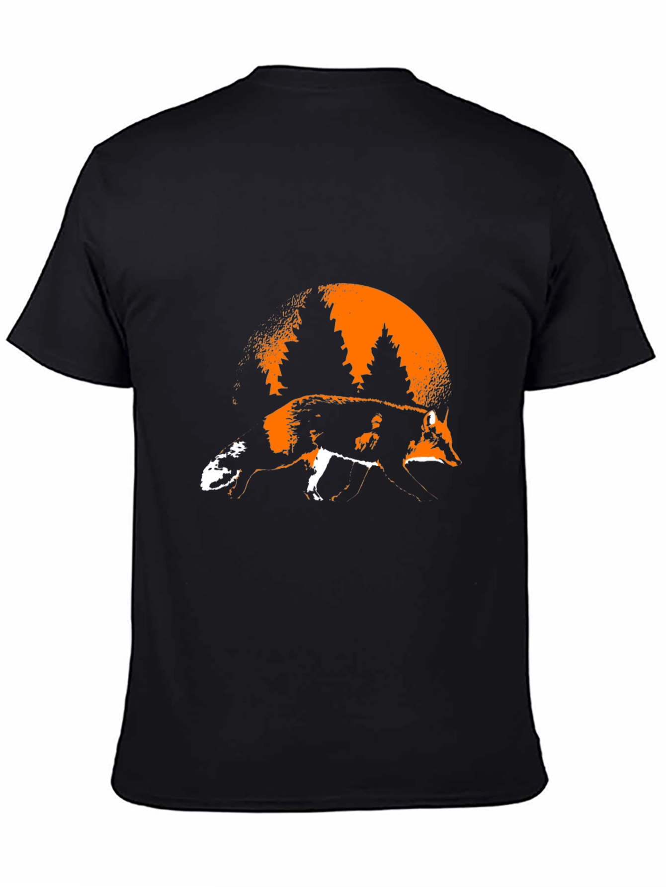 Fox & Forest Graphic Print Black T-Shirt