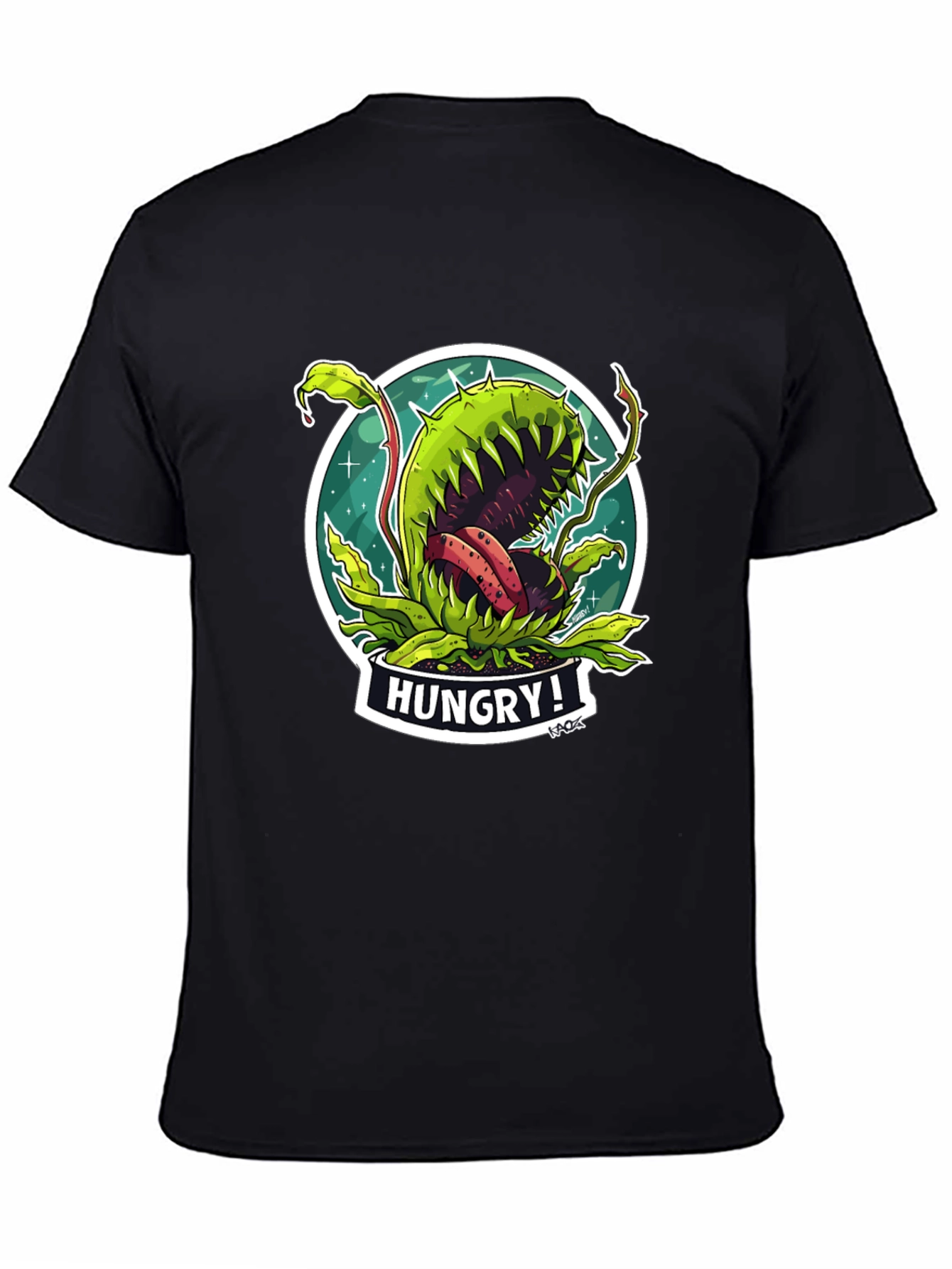 Hungry Plant Graphic T-Shirt - Black Cotton Tee