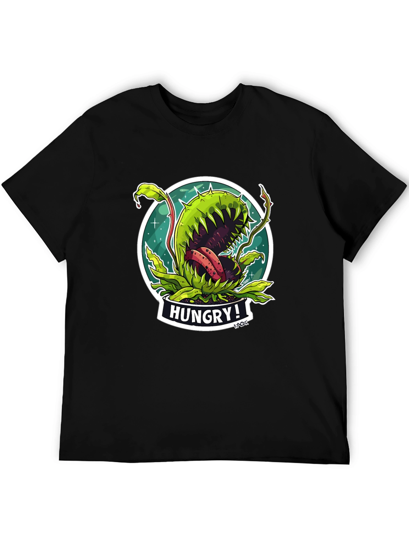 Hungry Plant Graphic T-Shirt - Black Cotton Tee