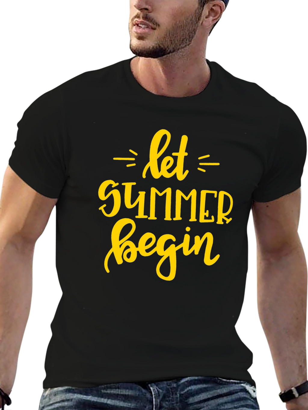 Let Summer Begin Graphic T-Shirt - Black Cotton Tee