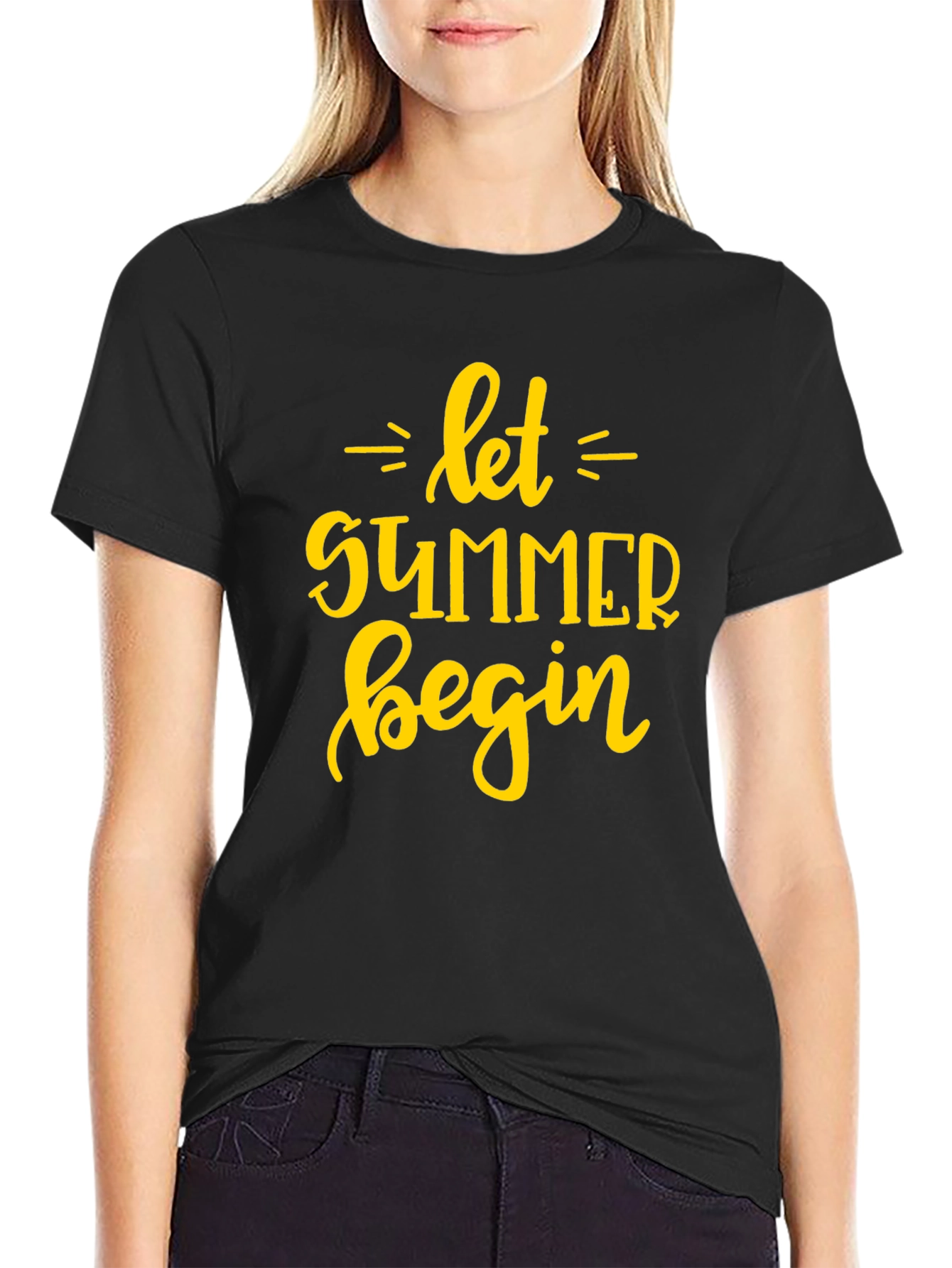Let Summer Begin Graphic T-Shirt - Black Cotton Tee