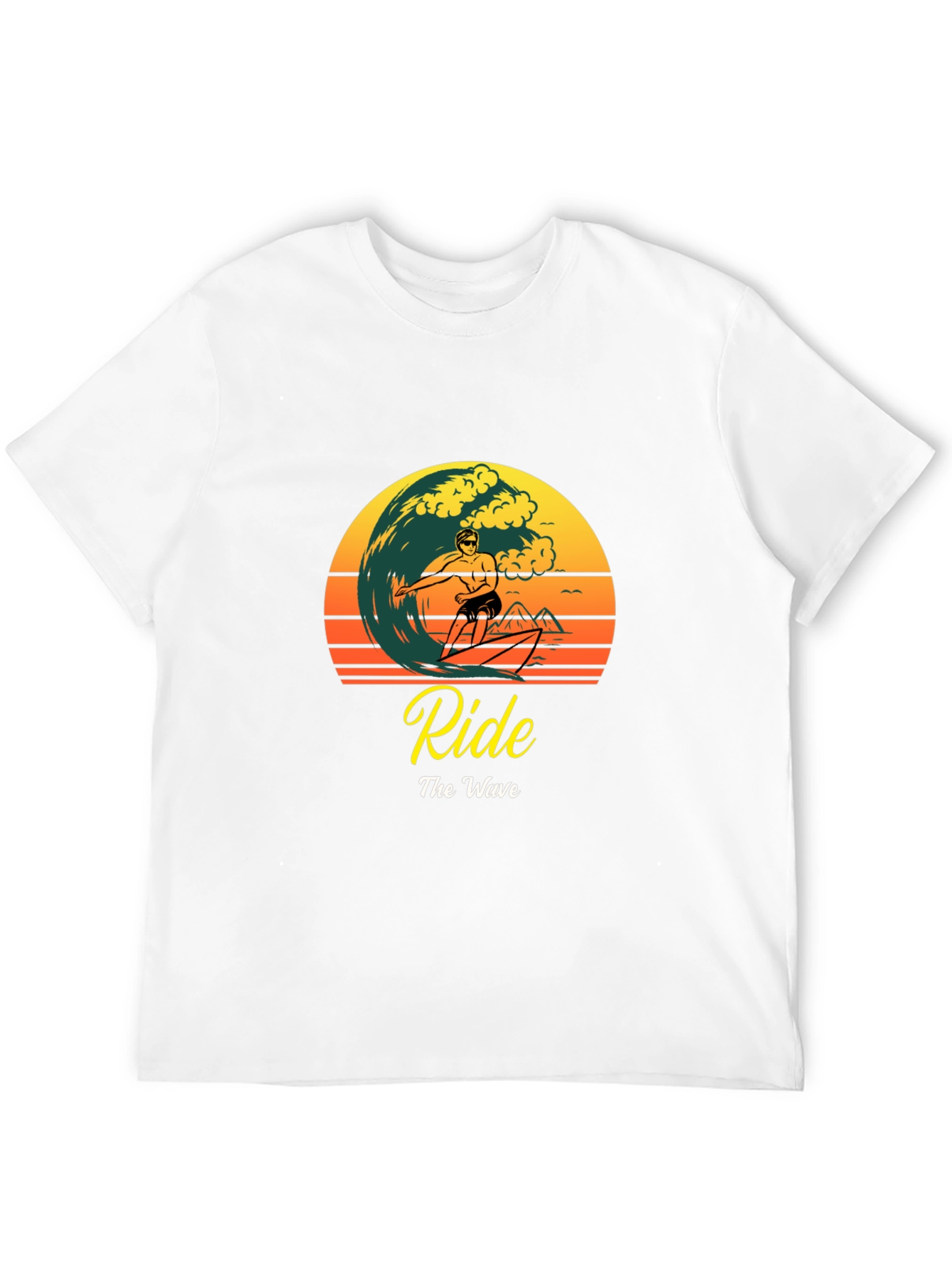 Ride the Wave Black T-Shirt Surfer Graphic Tee