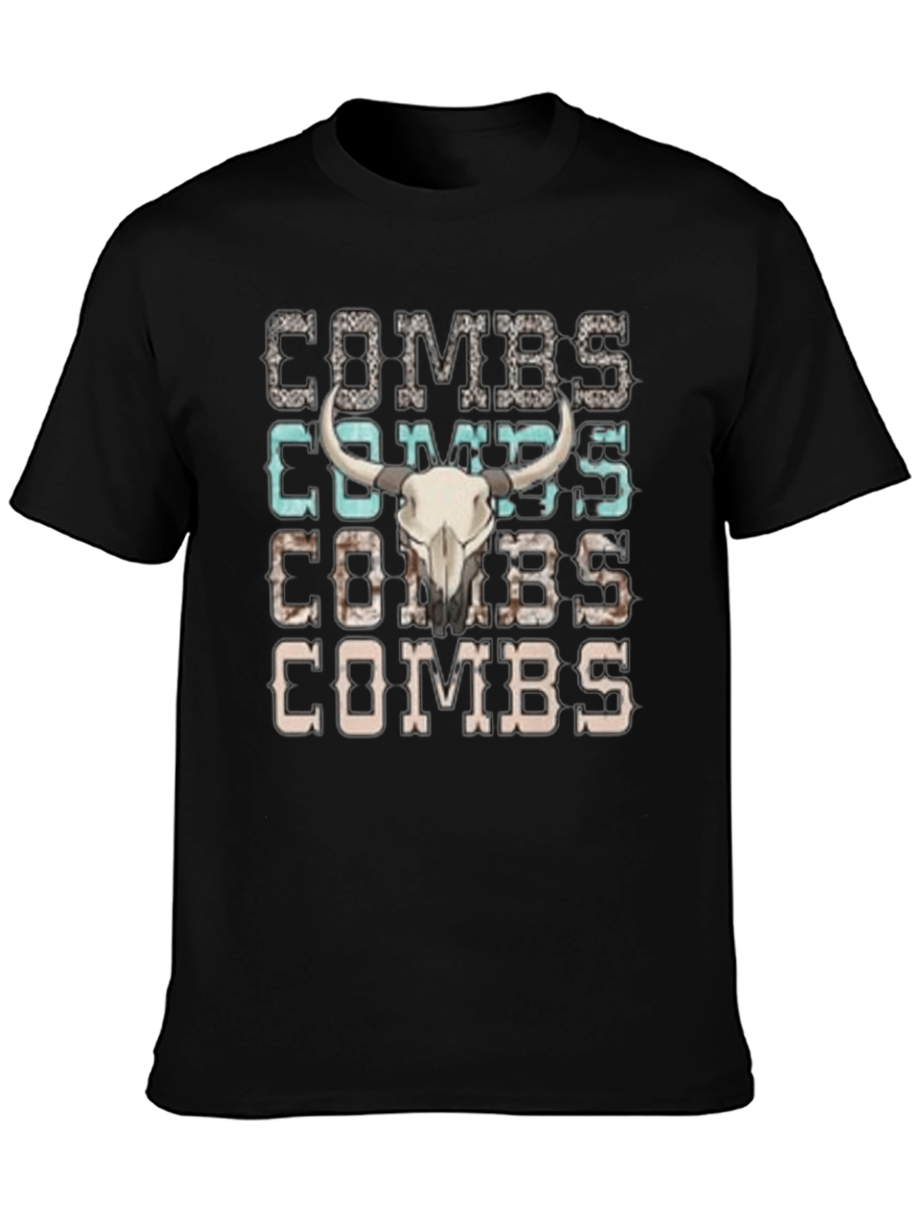 Combs Bull Skull Graphic T-Shirt