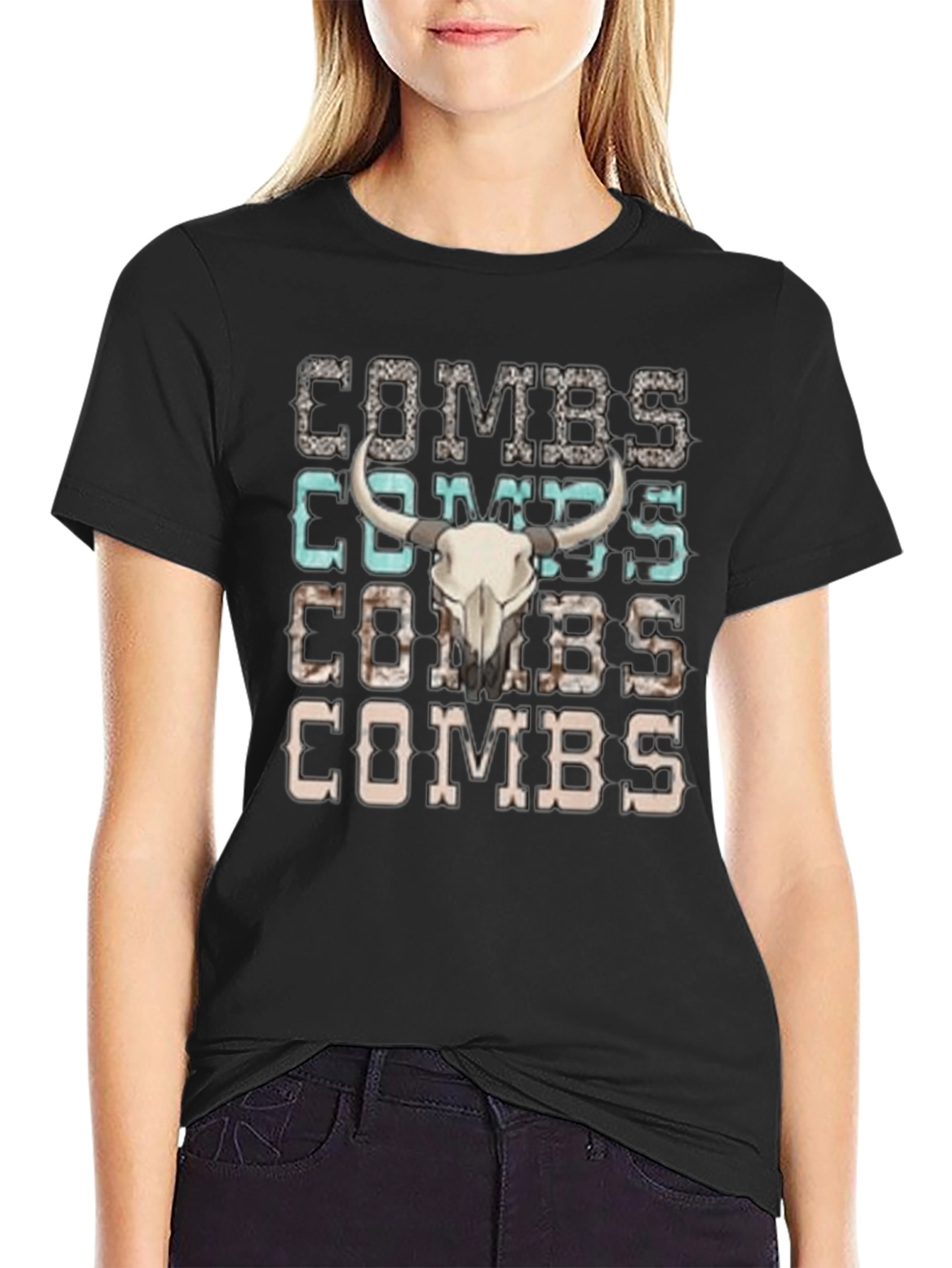 Combs Bull Skull Graphic T-Shirt