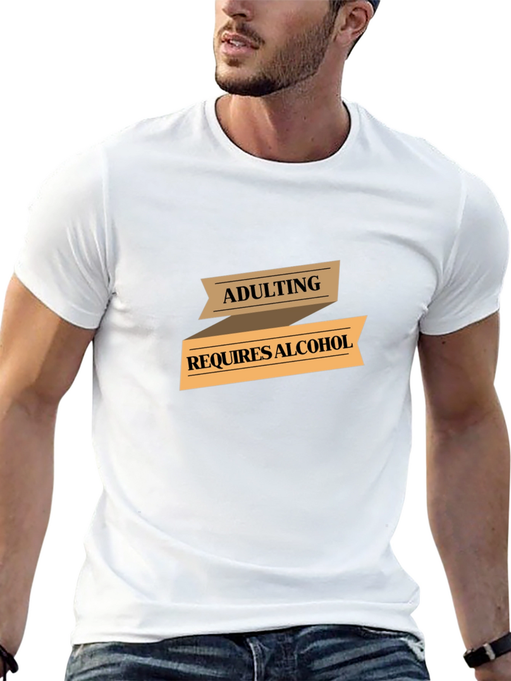 Adulting Requires Alcohol Graphic T-Shirt