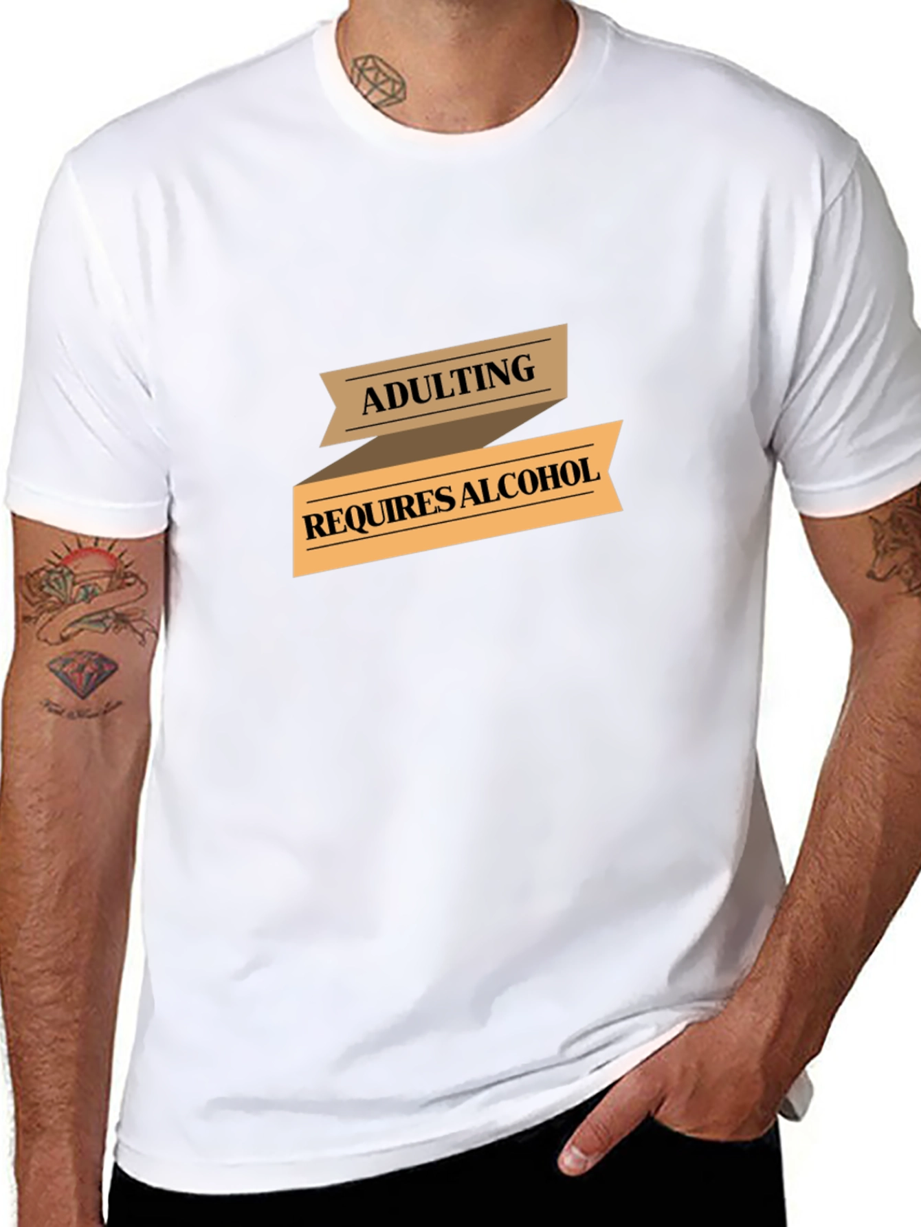 Adulting Requires Alcohol Graphic T-Shirt
