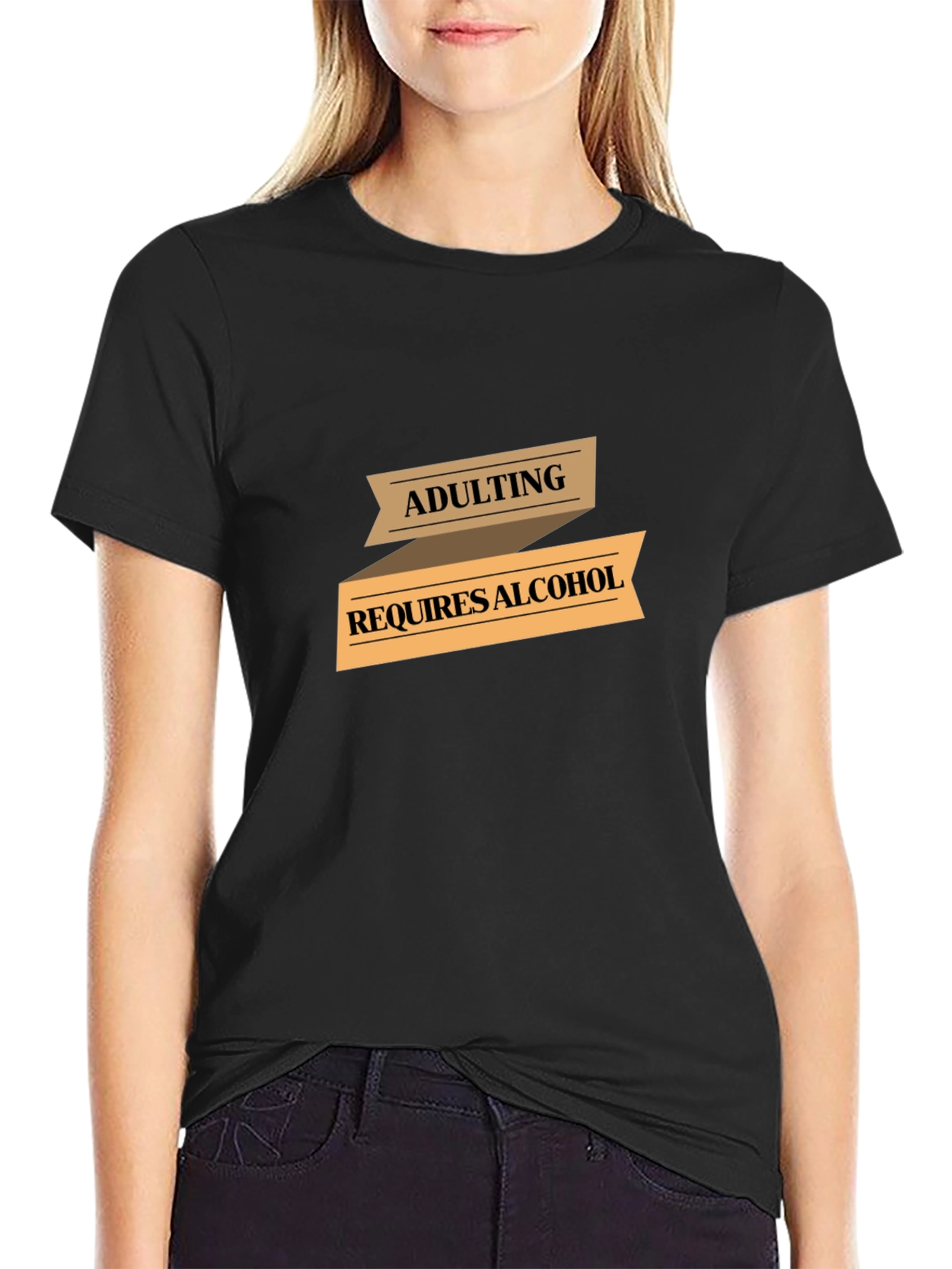 Adulting Requires Alcohol Graphic T-Shirt