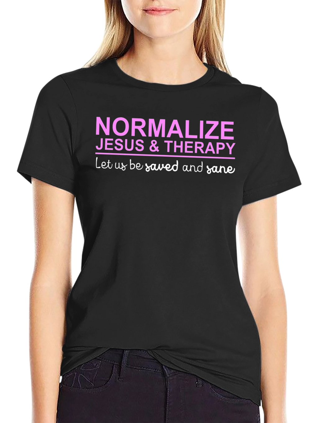 Normalize Jesus & Therapy Black T-Shirt