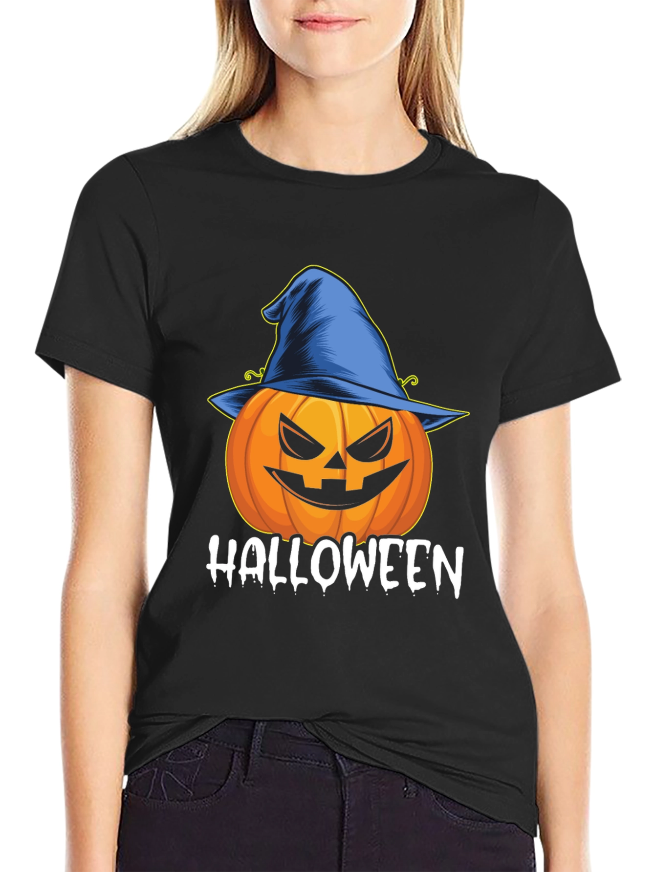 Halloween Pumpkin Witch Hat T-Shirt