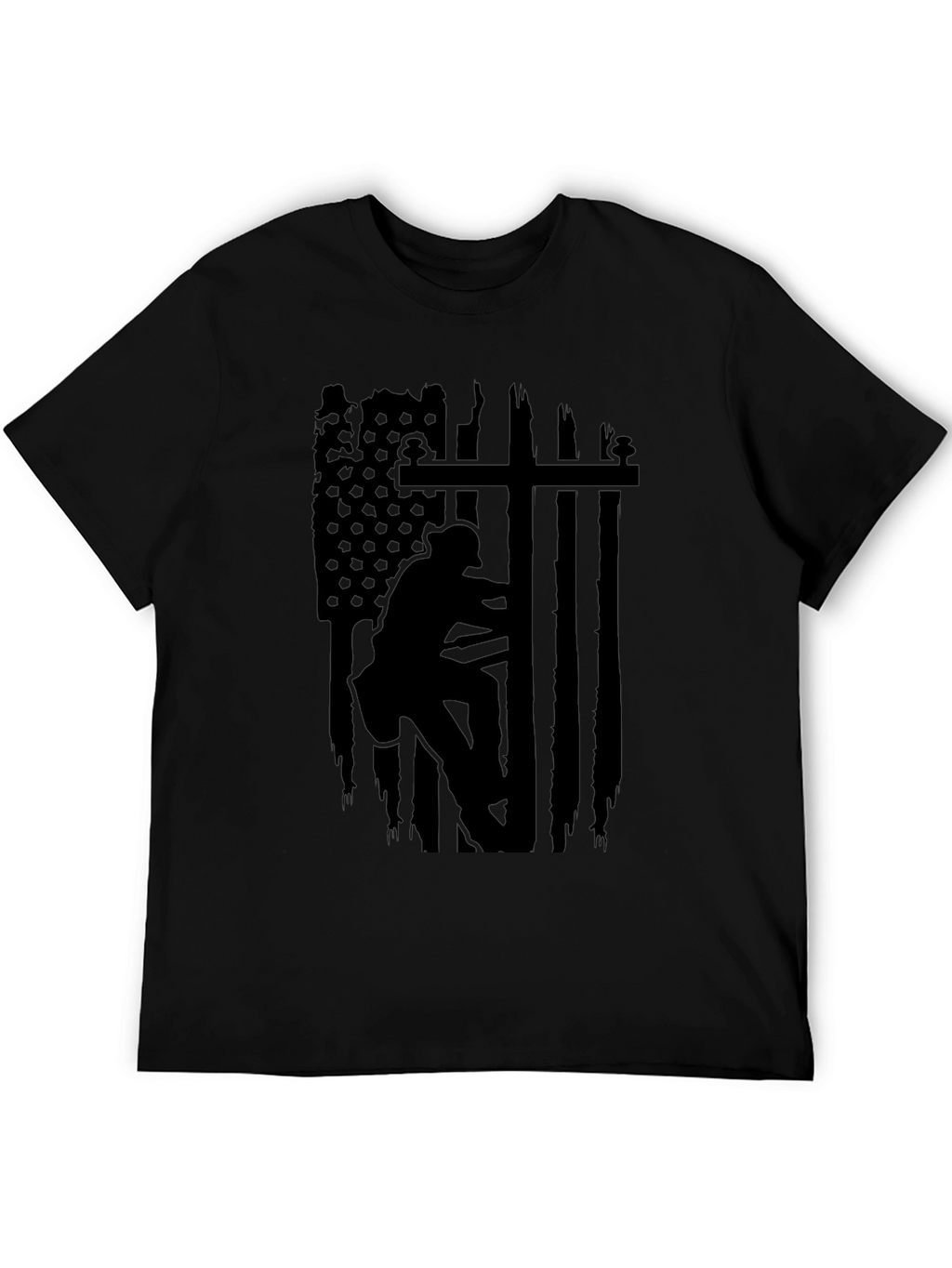 Lineman American Flag T-Shirt - Black
