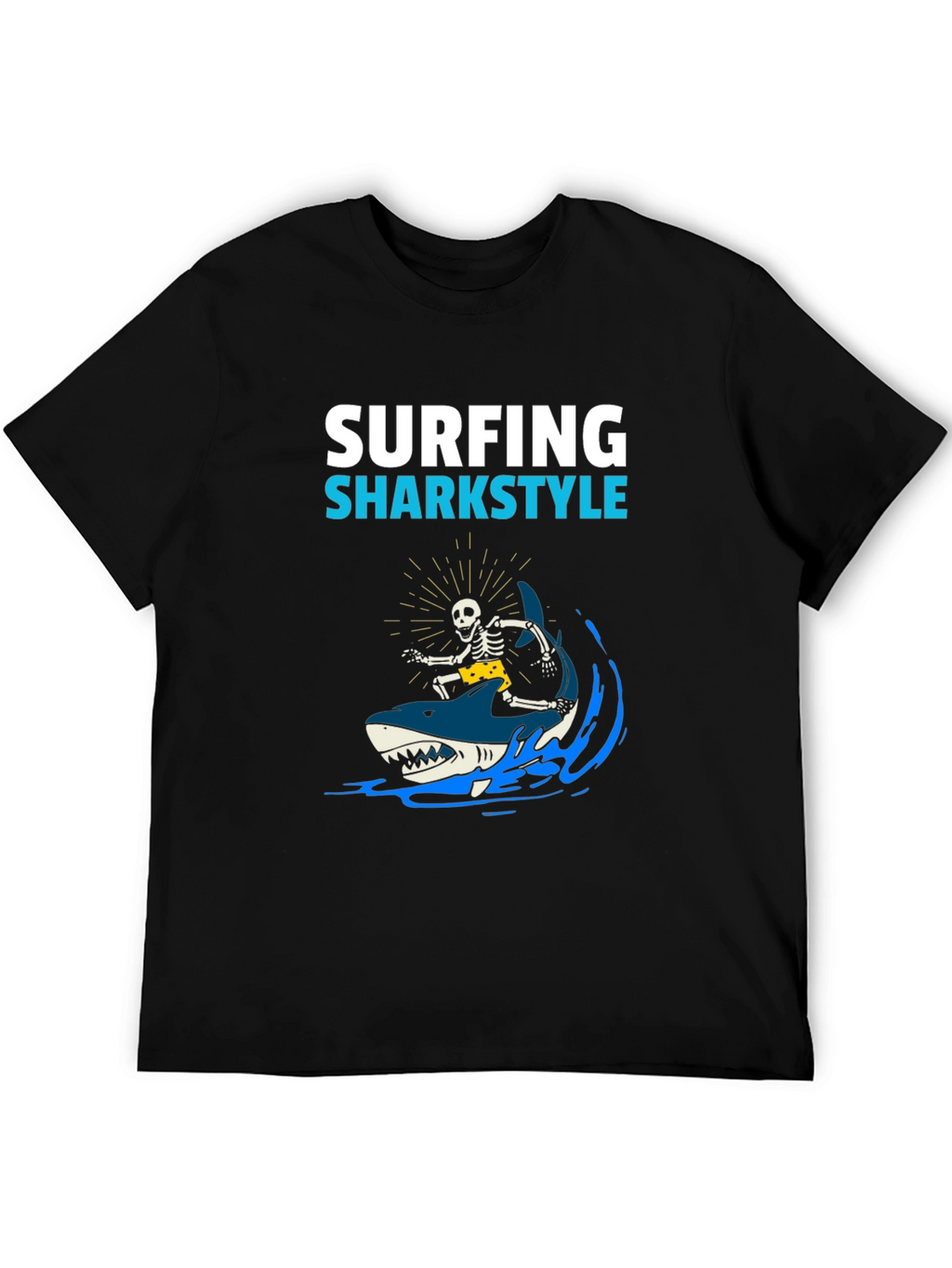 Surfing Sharkstyle Skeleton Graphic T-Shirt