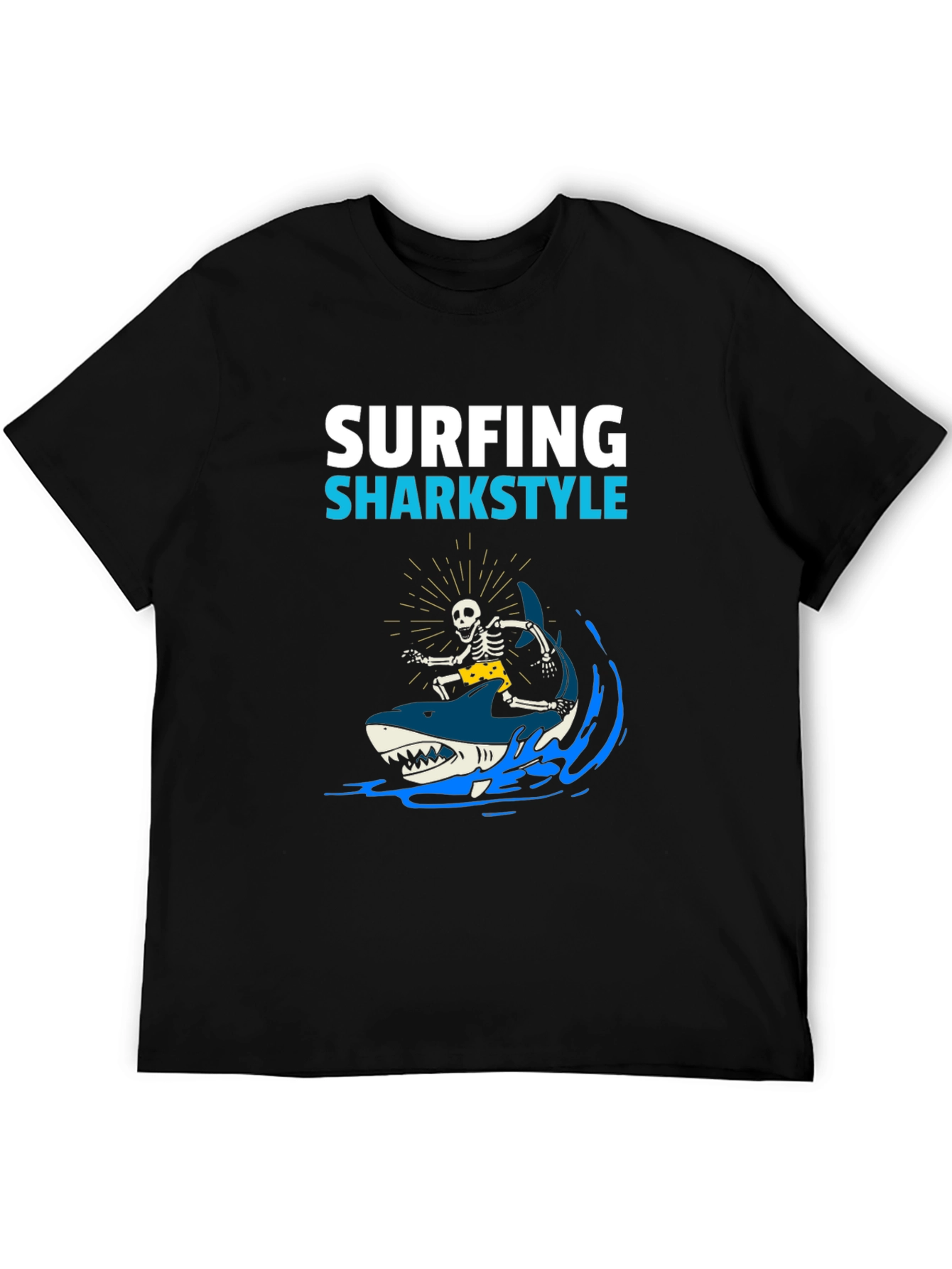 Surfing Sharkstyle Skeleton Graphic T-Shirt