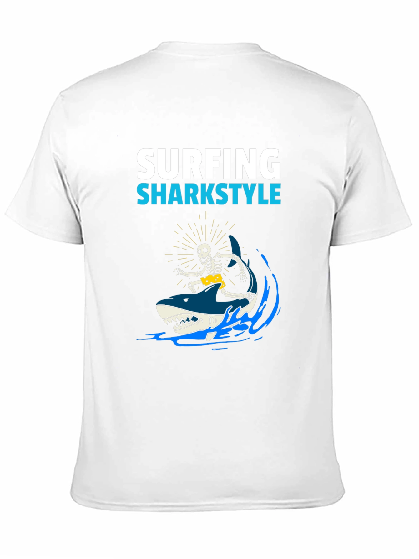 Surfing Sharkstyle Skeleton Graphic T-Shirt