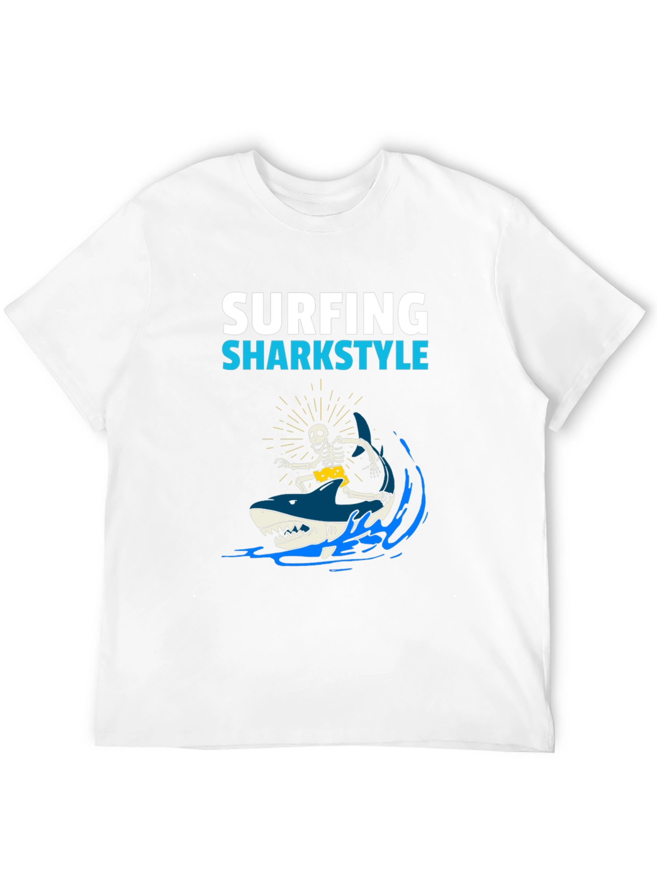 Surfing Sharkstyle Skeleton Graphic T-Shirt