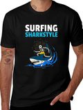 Surfing Sharkstyle Skeleton Graphic T-Shirt