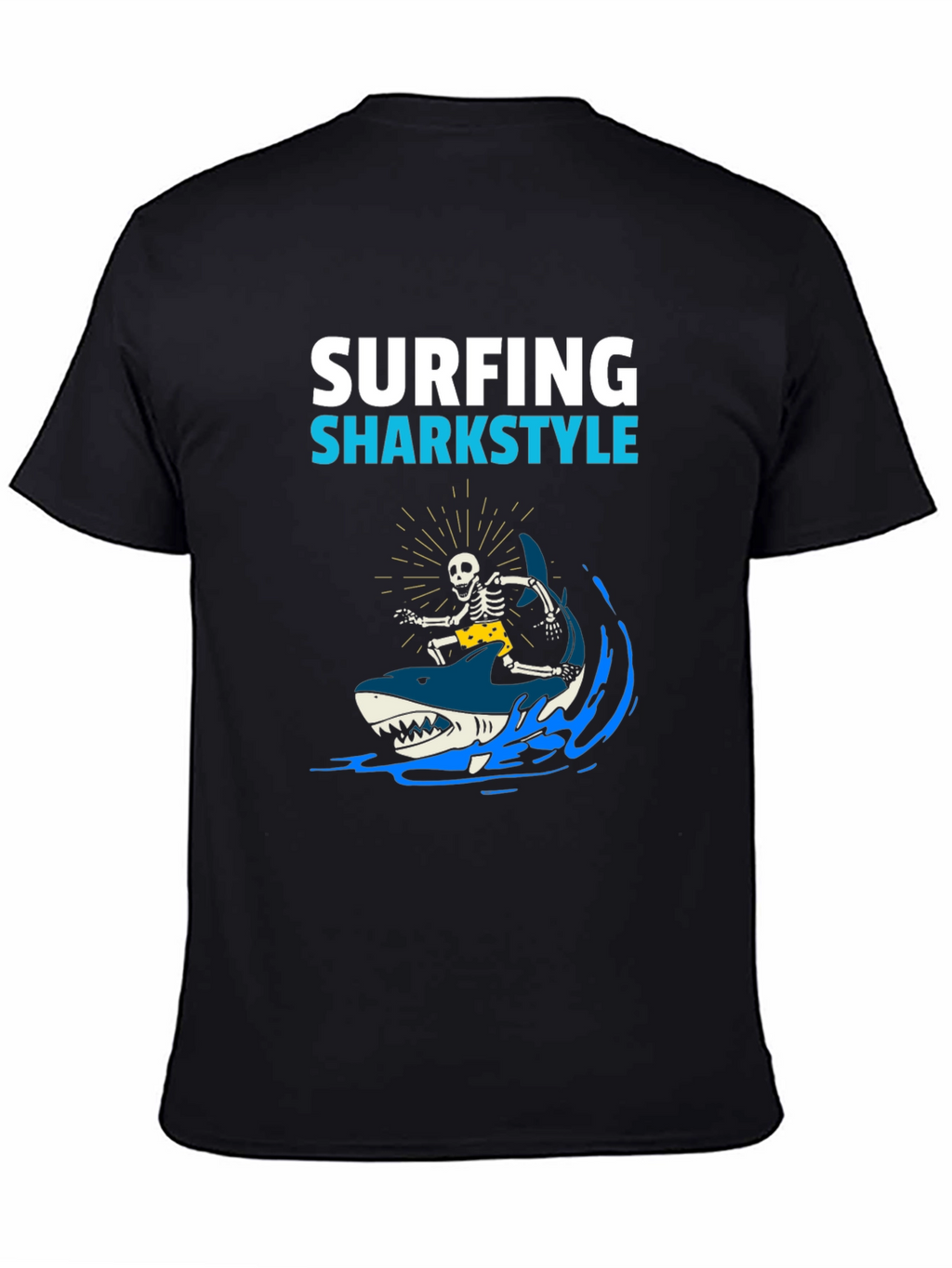 Surfing Sharkstyle Skeleton Graphic T-Shirt