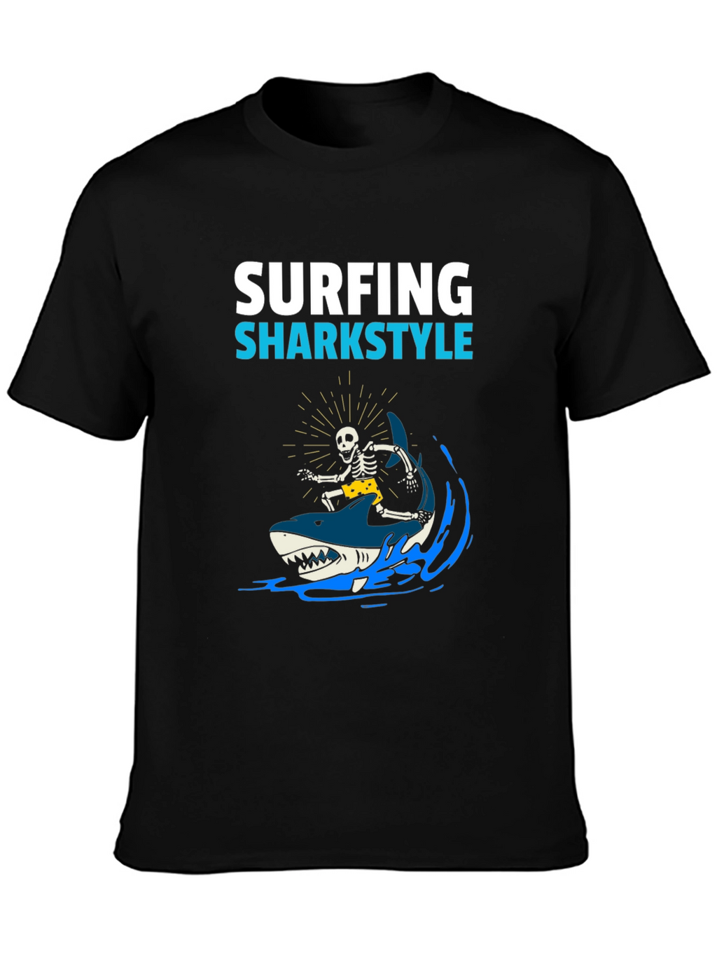Surfing Sharkstyle Skeleton Graphic T-Shirt