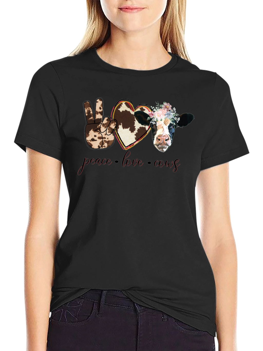Peace Love Cows Graphic T-Shirt