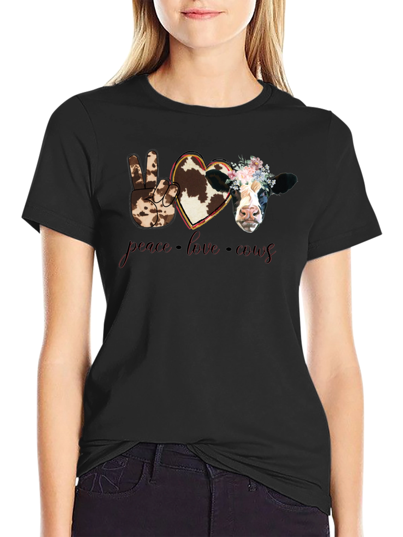 Peace Love Cows Graphic T-Shirt