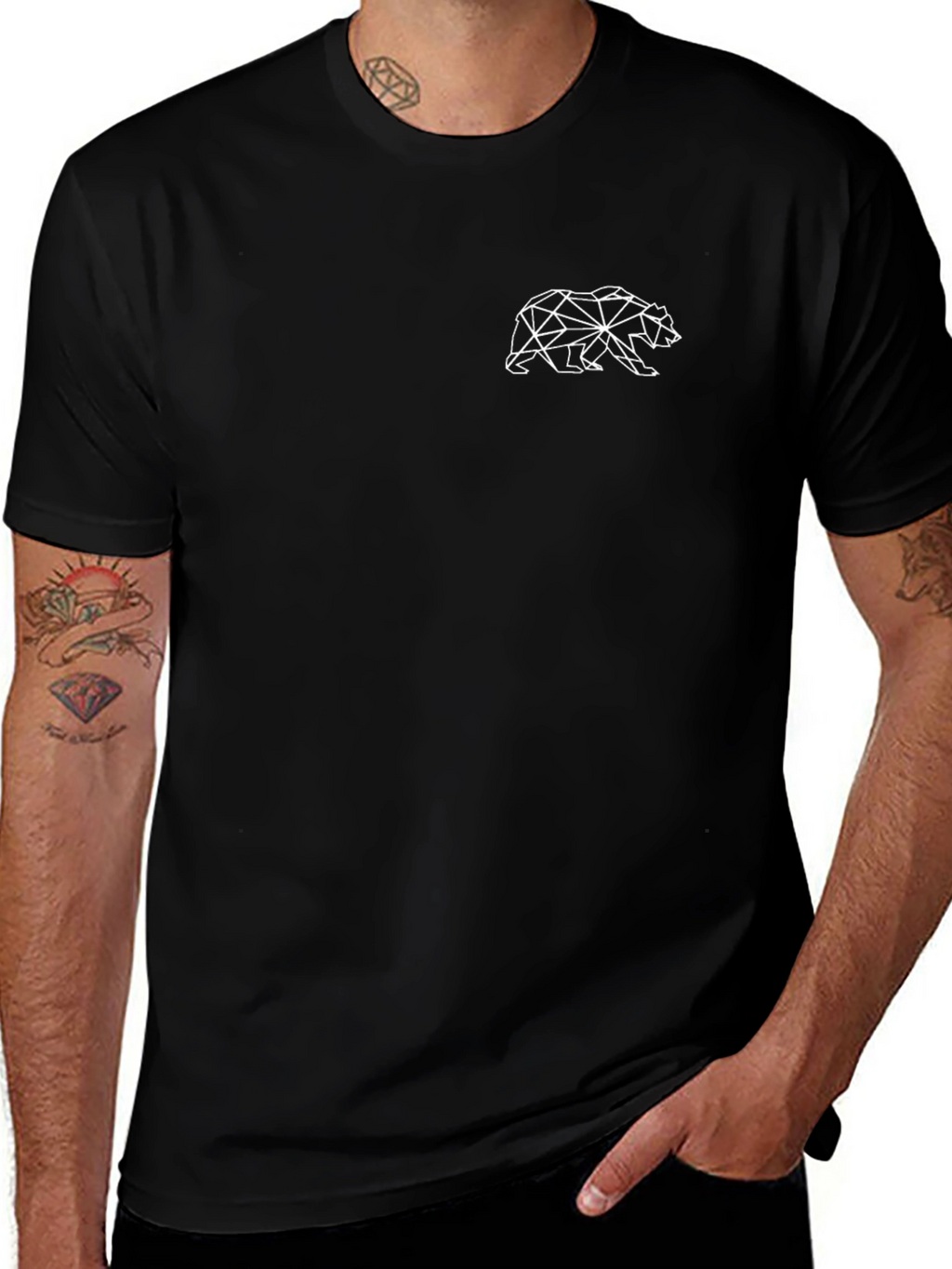 Geometric Bear Graphic Tee - Modern Casual Style