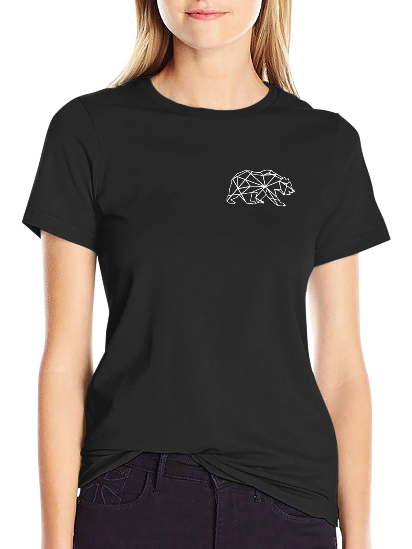 Geometric Bear Graphic Tee - Modern Casual Style