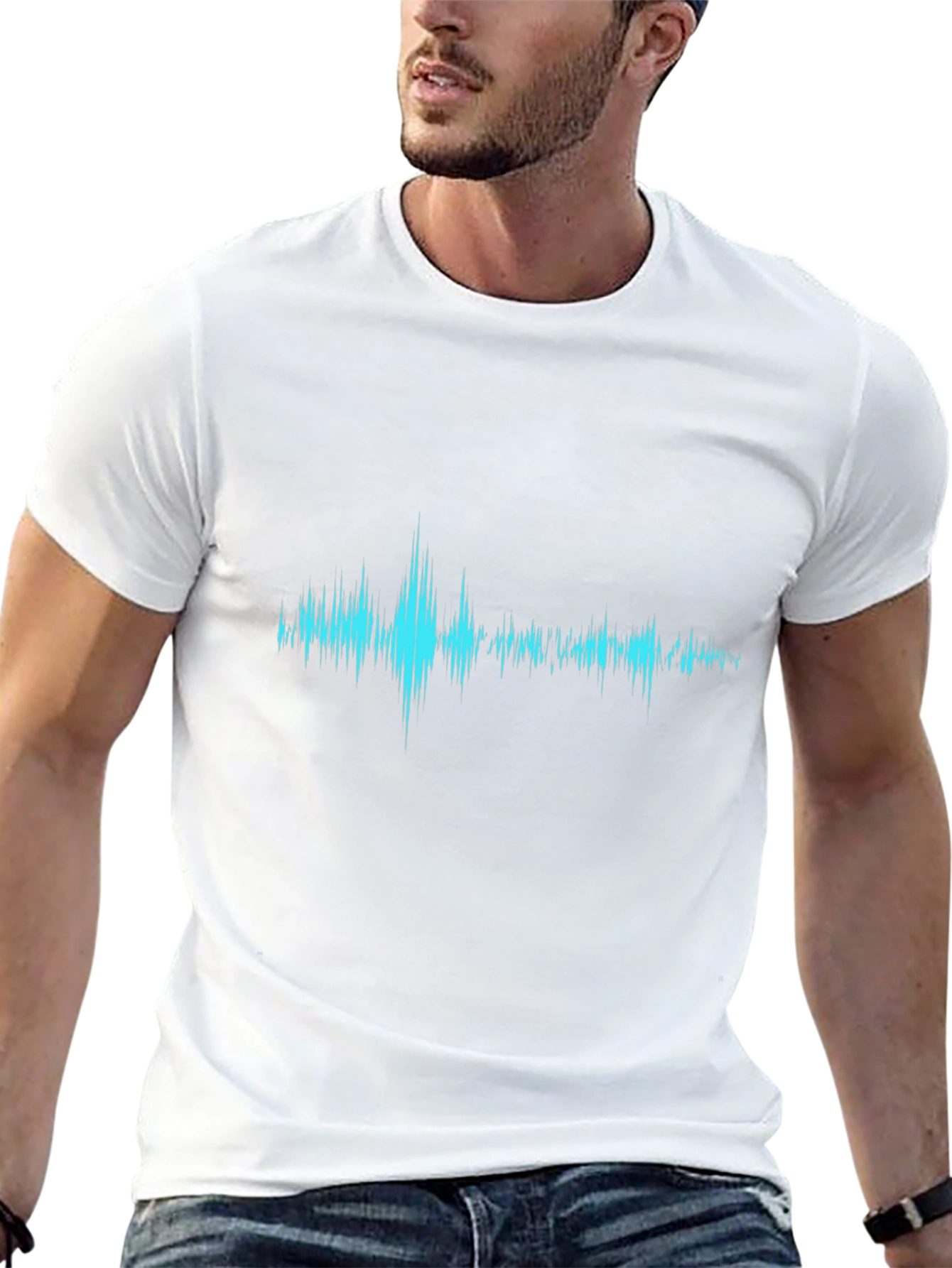 Soundwave Graphic Print T-Shirt - Black