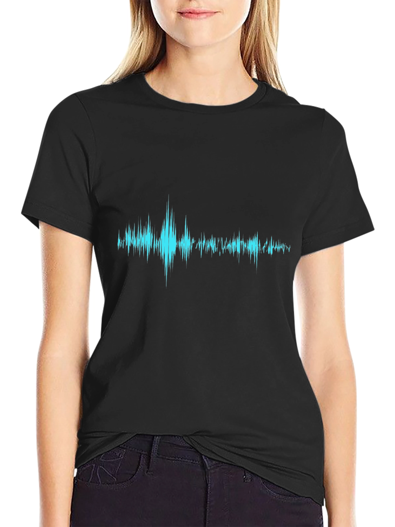 Soundwave Graphic Print T-Shirt - Black