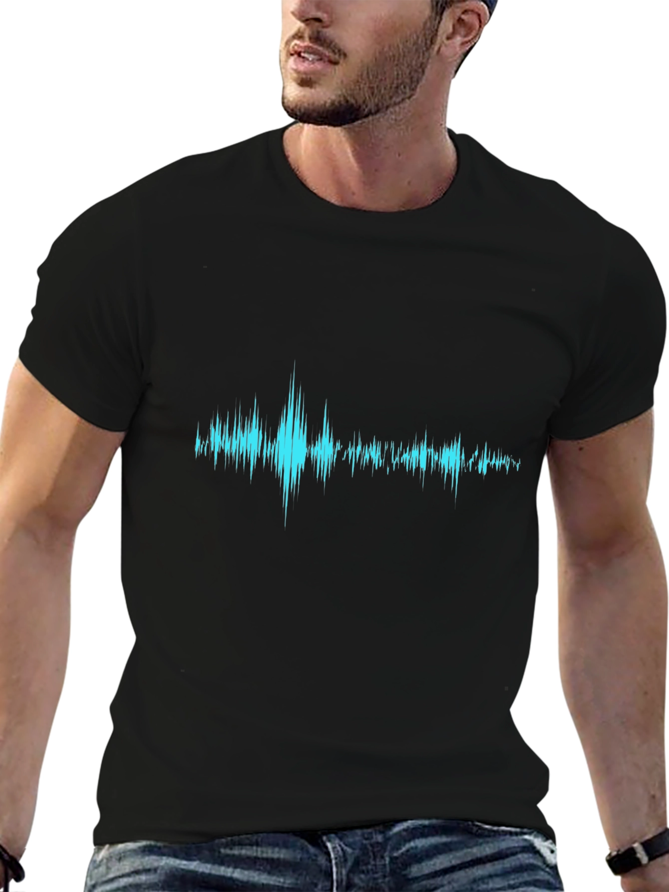 Soundwave Graphic Print T-Shirt - Black