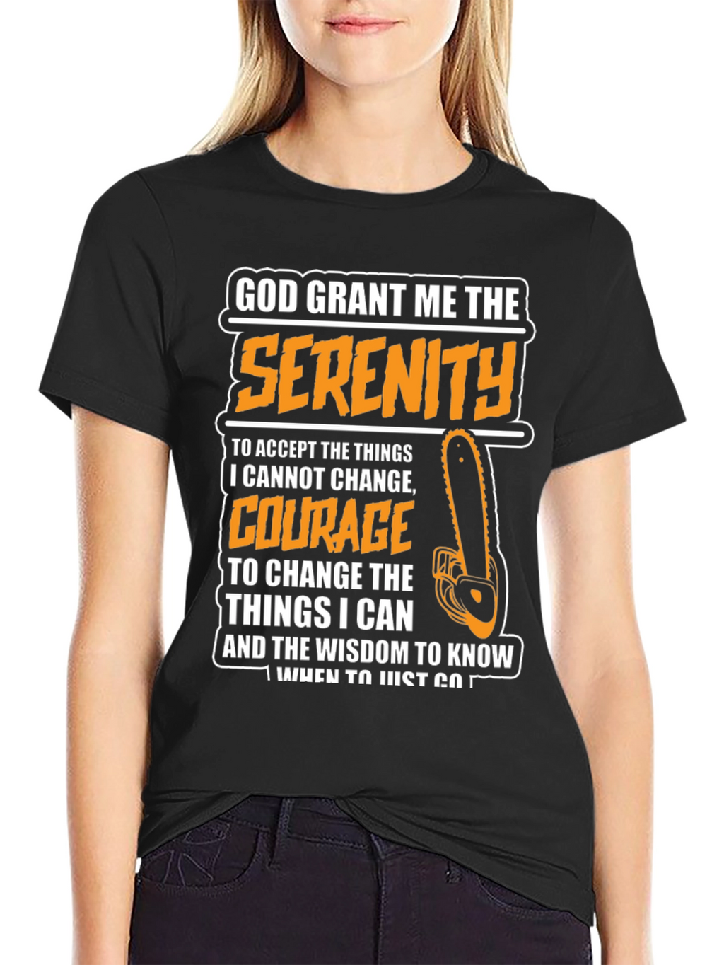 Serenity Prayer Graphic Tee - Chainsaw Theme