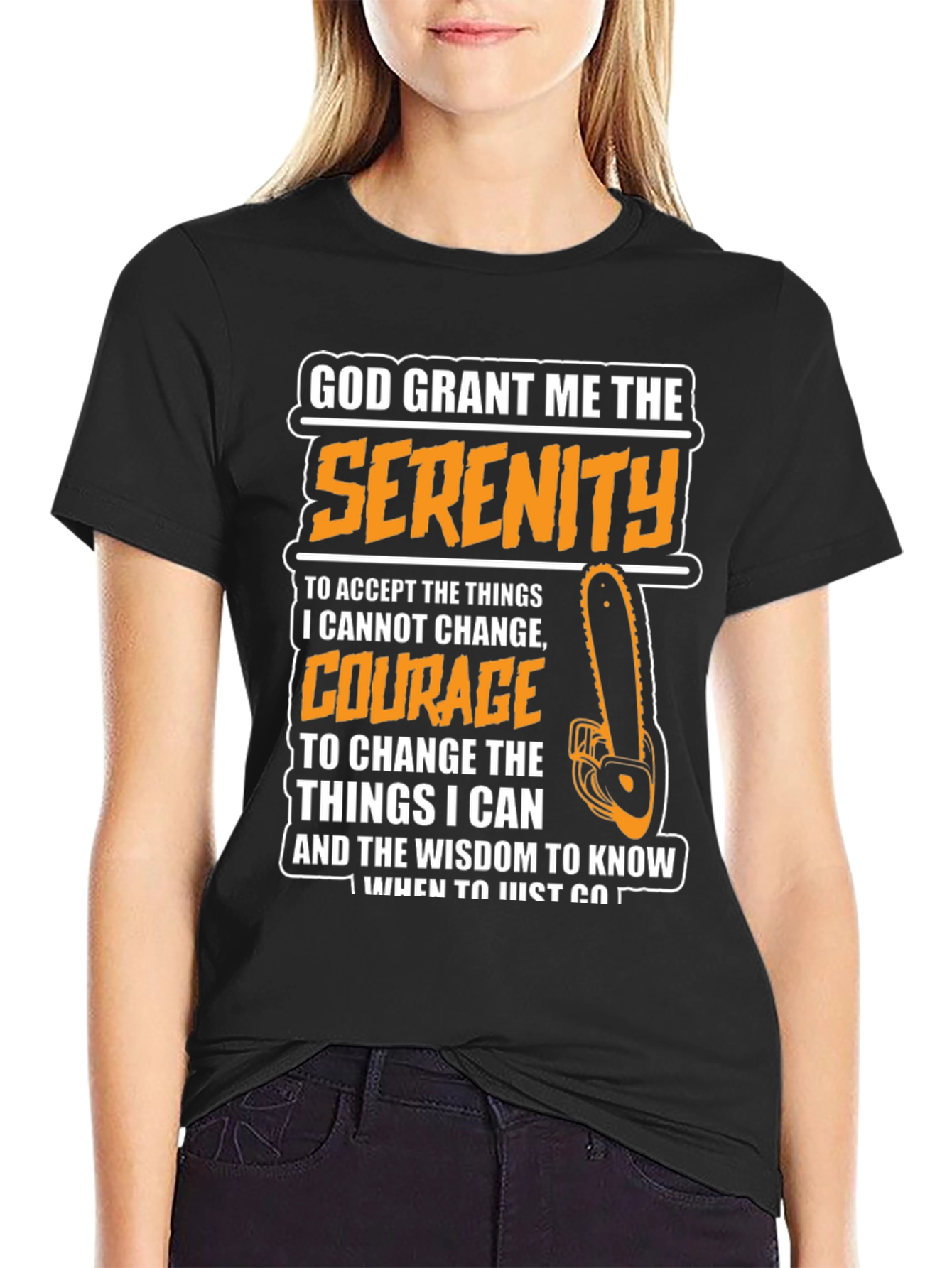 Serenity Prayer Graphic Tee - Chainsaw Theme