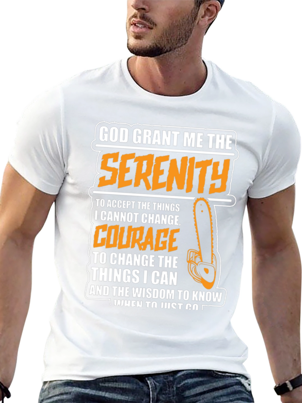 Serenity Prayer Graphic Tee - Chainsaw Theme