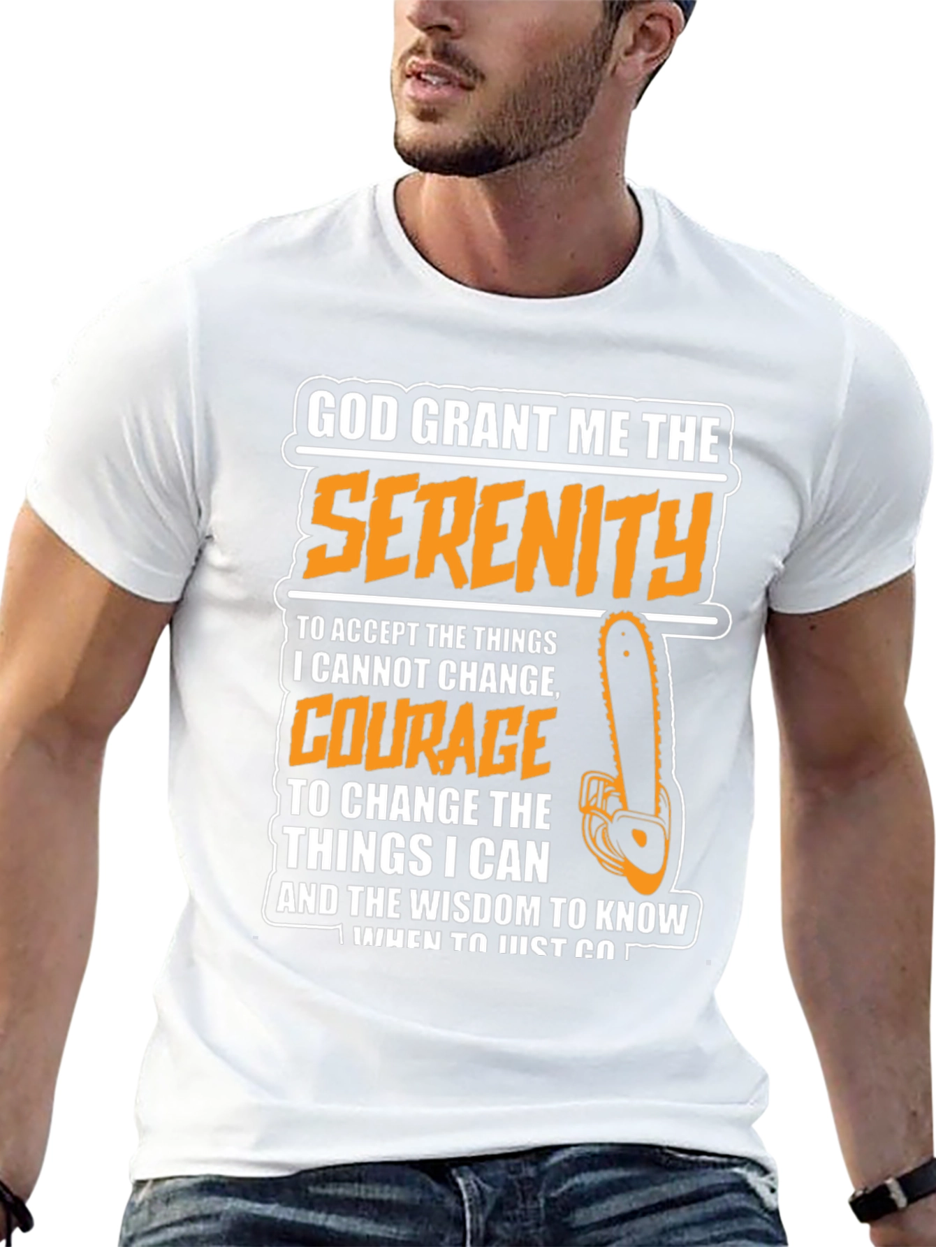 Serenity Prayer Graphic Tee - Chainsaw Theme