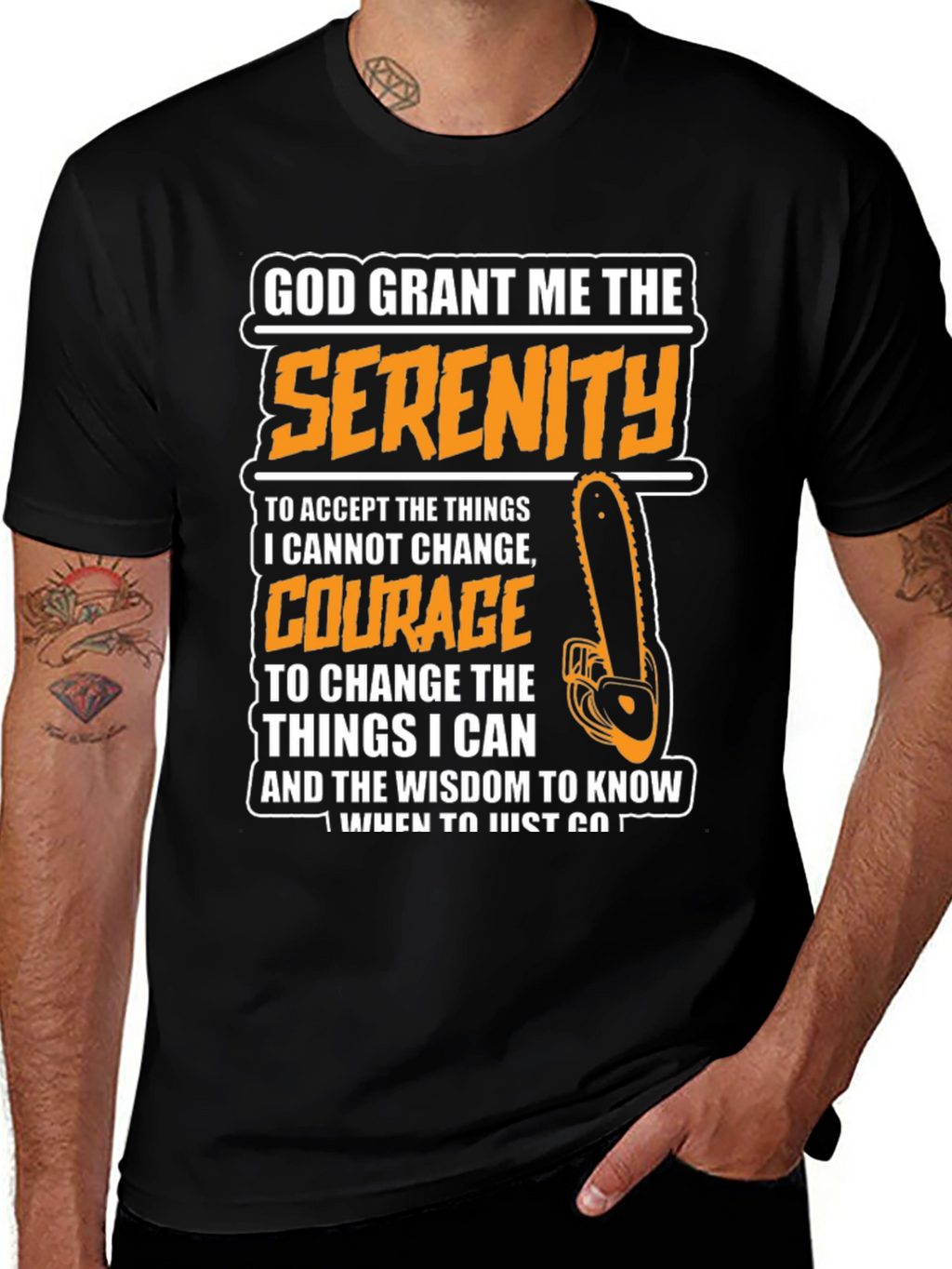 Serenity Prayer Graphic Tee - Chainsaw Theme