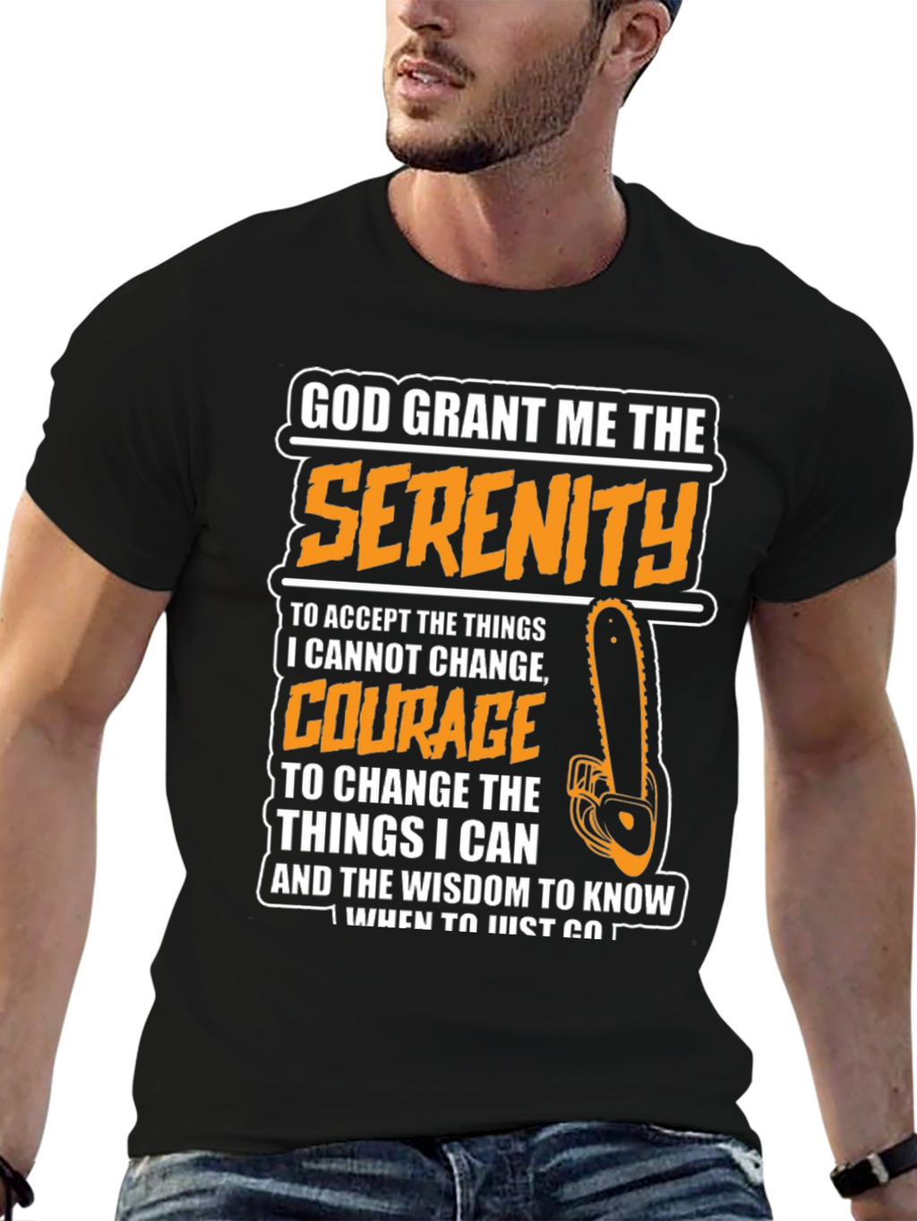 Serenity Prayer Graphic Tee - Chainsaw Theme
