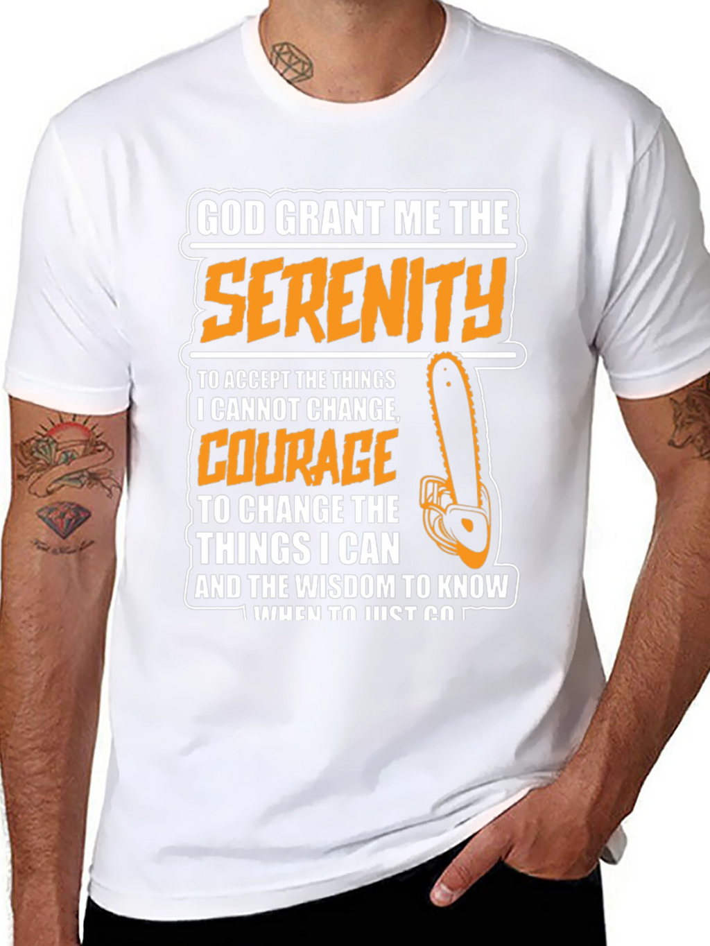 Serenity Prayer Graphic Tee - Chainsaw Theme