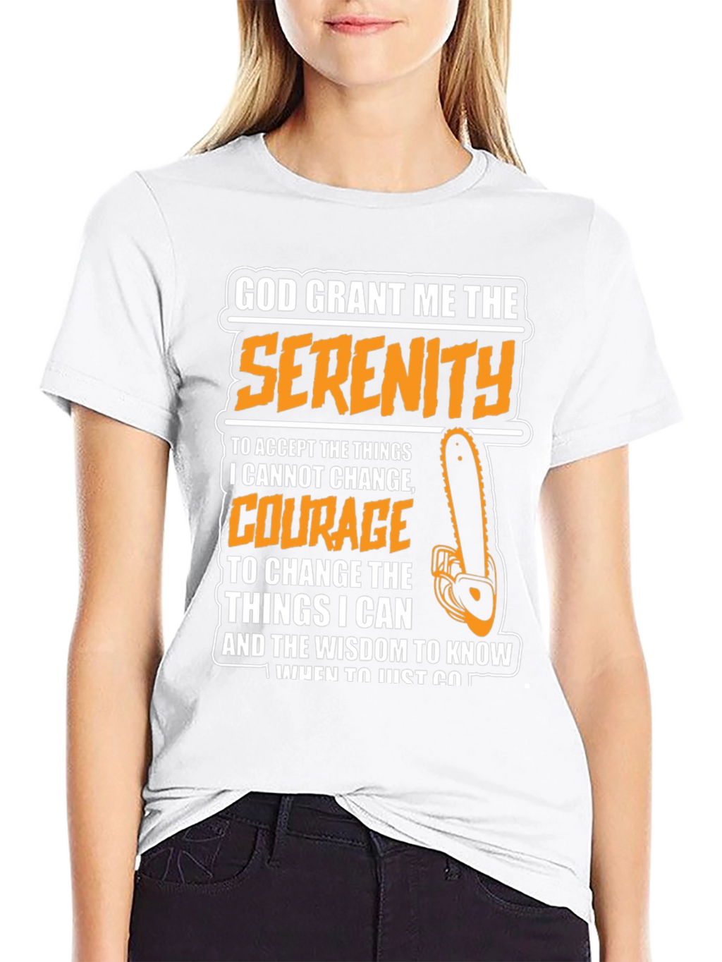 Serenity Prayer Graphic Tee - Chainsaw Theme