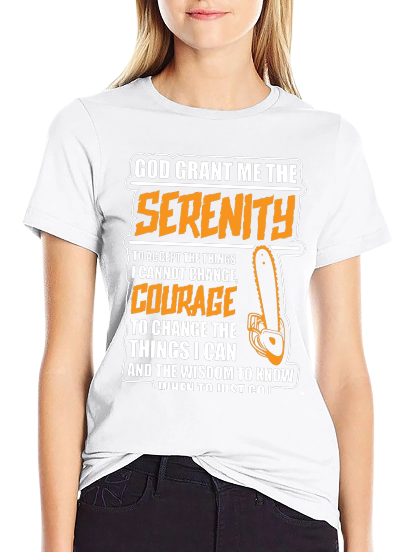 Serenity Prayer Graphic Tee - Chainsaw Theme