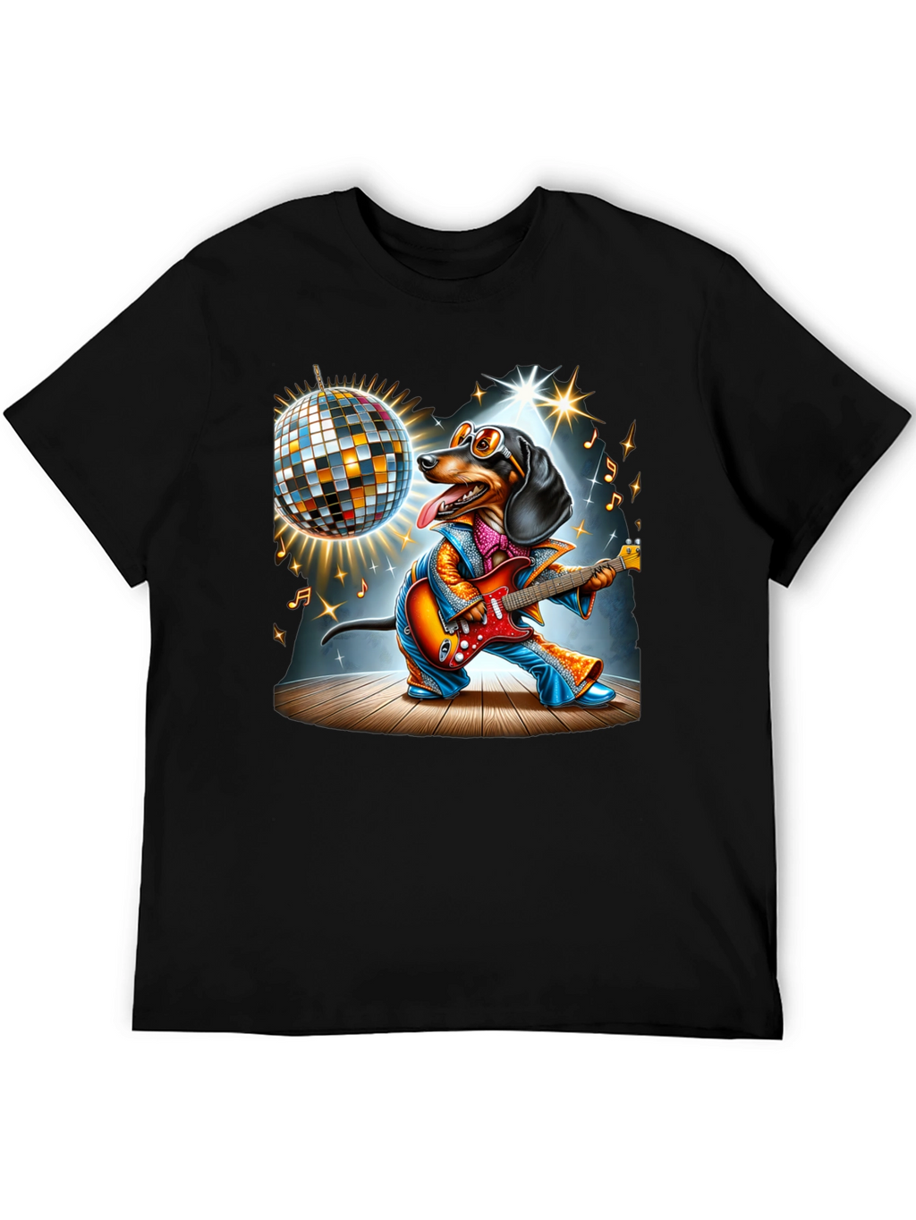Dachshund Guitarist Graphic Tee