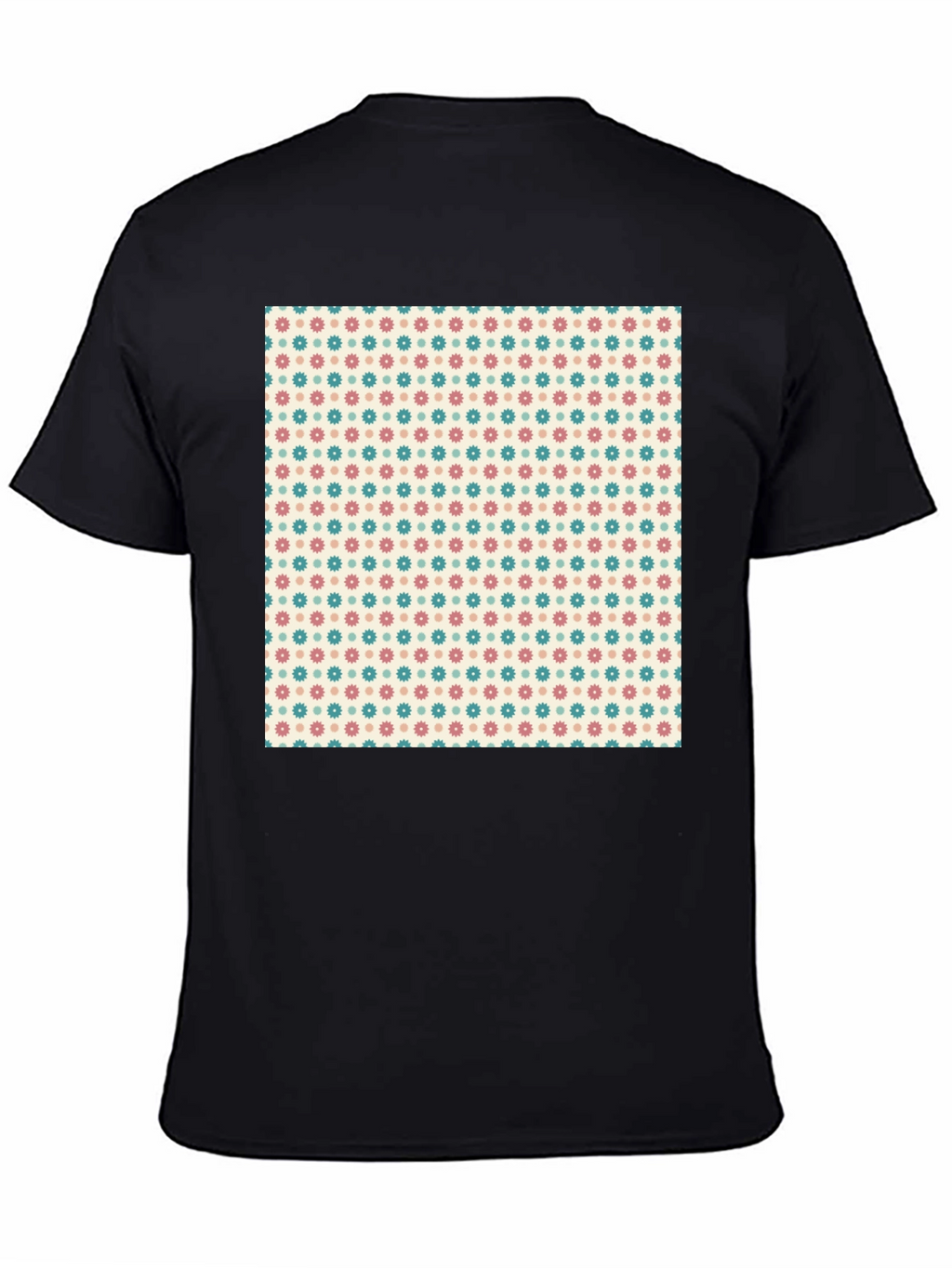 Retro Floral Pattern Black T-Shirt