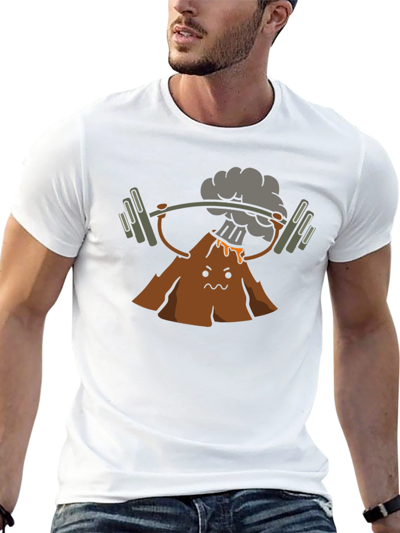 Volcano Lifting Weights Graphic T-Shirt