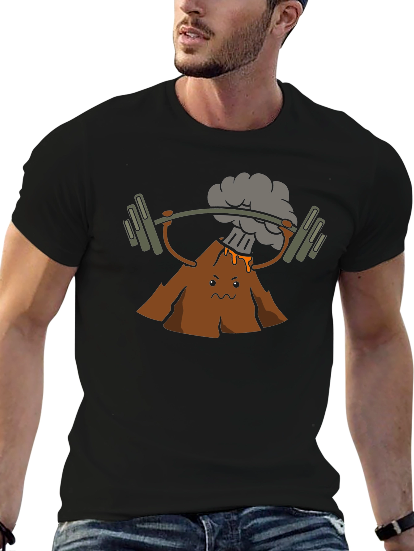 Volcano Lifting Weights Graphic T-Shirt