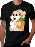Cute Cartoon Bunny with Carrot Graphic Tee